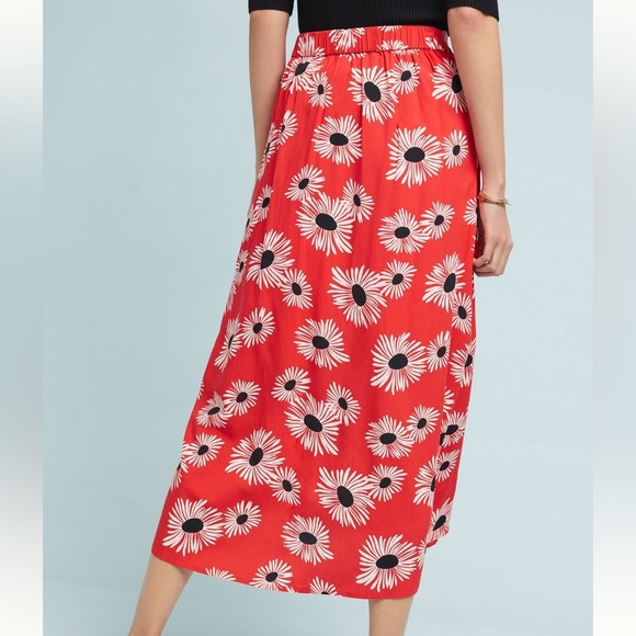 Anthropologie Red Asymmetrical Wrap Midi Skirt - Picture 10 of 10